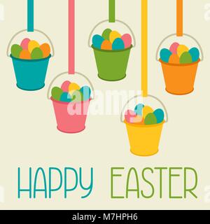 Frohe Ostern Grußkarte mit dekorativen Eimer. Konzept für Urlaub Einladungen und Plakate eingesetzt werden Stock Vektor