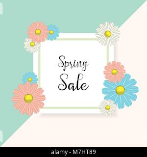 Frühling Verkauf mit schönen bunten Blume Hintergrund für Web Template, Banner, Flyer, Poster, Broschüre, gutschein rabatt. Vector eps Abbildung 1. Stock Vektor