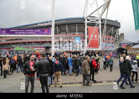 Ich ging heute Fotos aus 6 Nationen Rugby Wales vs Italien Fürstentum Stadium Cardiff. Stockfoto