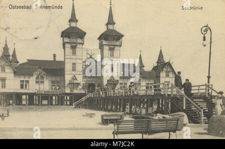 Seebahn in Swinemünde, Region Pommern, historische Postkarte Stockfoto
