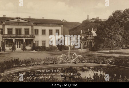 Weinheim (Bergstr.), Baden-Württemberg - GRÄFLICHES von Berckheim'schen Schloss mit Blick auf Burg Windeck und Wachenburg (Zeno) Ansichtskarten Stockfoto