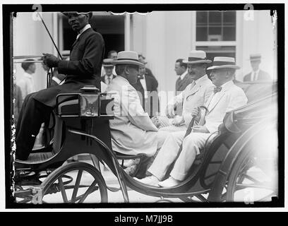 Foto: Lindley M. Garrison, US-Kriegsminister von 1913 bis 1916, mit Lansing und Houston im Weißen Haus. Stockfoto