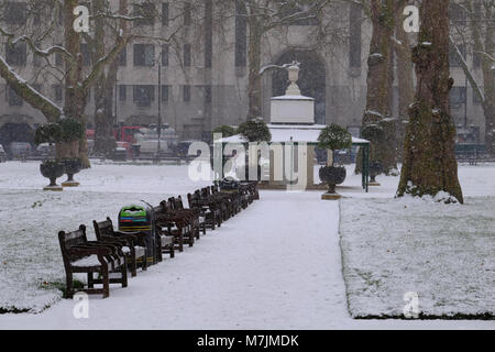Berkeley Square Gardens im Schnee, London, Vereinigtes Königreich Stockfoto