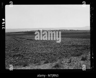 Ein Foto, das die landwirtschaftliche Ausbildungsschule für Mädchen in Nahalal zeigt, mit einem Fernblick von der Nazareth-Straße aus, der die ländliche Bildungseinrichtung hervorhebt. Stockfoto