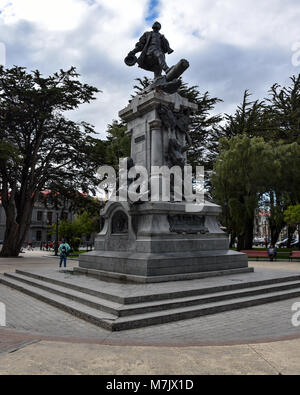 Denkmal für Ferdinand Magellan im thw Stadt Punta Arenas, Chile Stockfoto