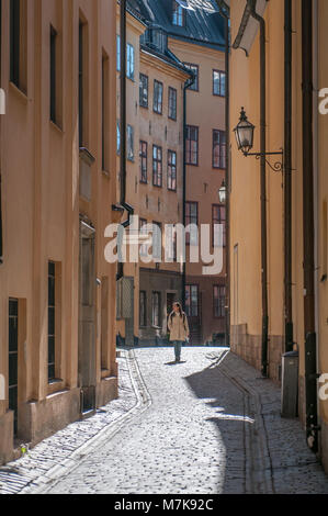 Die alte Stadt von Stockholm. Die historische Altstadt ist eine große Touristenattraktion in Stockholm. Stockfoto