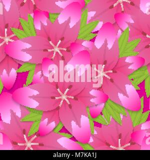 Nahtlose Muster aus großen, hellen Blumen lila-violette Farbe. Ein Bouquet aus der blühenden Lilien. Vector Illustration. Stock Vektor