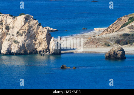 Felsen der Aphrodite, Petra tou Romiou, in der Nähe von Paphos, Zypern Stockfoto