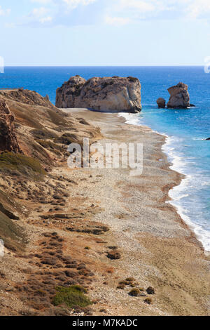 Felsen der Aphrodite, Petra tou Romiou, in der Nähe von Paphos, Zypern Stockfoto