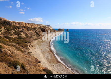 Felsen der Aphrodite, Petra tou Romiou, in der Nähe von Paphos, Zypern Stockfoto