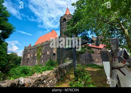 Mittelalterliche Ritter von gothic-renaissance Stil Grodziec Schloss in Niederschlesien, Polen Stockfoto