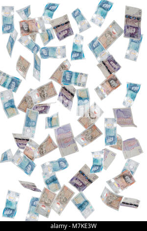 Konzept Bild des britischen Banknoten/Währung fallen Stockfoto