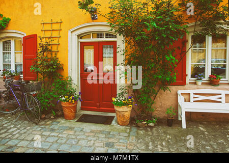 Bamberg, Deutschland - Mai 9, 2013: Dekoration des Hauses im Zentrum der Stadt in der Altstadt von Bamberg in Oberfranken, Bayern, Deutschland. Stockfoto