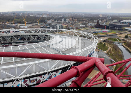 Luftaufnahme der London Stadium, Queen Elizabeth Park, London, UK Stockfoto