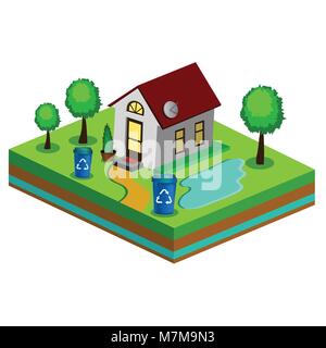 Schöne kleine isometrische Haus Stock Vektor