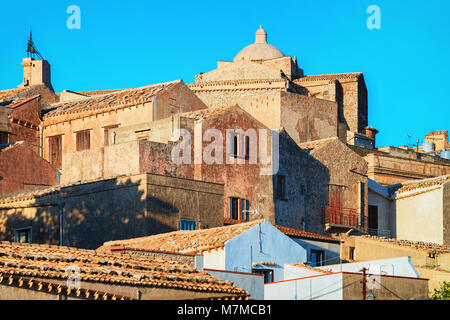 Stadtbild von Erice Altstadt auf dem Berg, Insel Sizilien, Italien Stockfoto