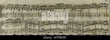 Ein 1795 entstandenes Arrangement von Joseph Haydns „Andante“ aus seinem Cellokonzert, das für Harfe mit optionaler Violinbegleitung adaptiert wurde und den klassischen Musikstil des späten 18. Jahrhunderts widerspiegelt. Stockfoto