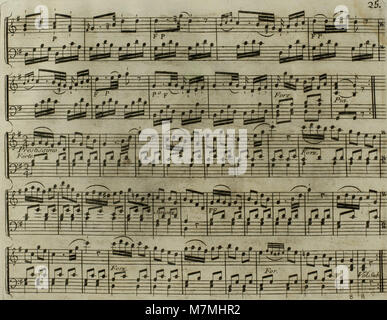 Diese 1795 von Joseph Haydn verfasste Bearbeitung eines Andanten ist für Harfe mit optionaler Violinbegleitung geschrieben. Es spiegelt klassische Musik-Transkriptionspraktiken des späten 18. Jahrhunderts für Kammeraufführungen wider. Stockfoto