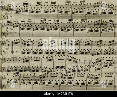 Eine 1795 entstandene Bearbeitung von Haydns Andante für Harfe und Violine, die klassische Komposition und Instrumentalaufführung aus dem späten 18. Jahrhundert zeigt. Stockfoto