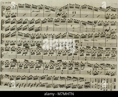 Eine musikalische Komposition von Joseph Haydn aus dem Jahr 1795 für Harfe mit optionaler Violinbegleitung, die die Eleganz und Innovation der klassischen Kammermusik des späten 18. Jahrhunderts widerspiegelt. Stockfoto