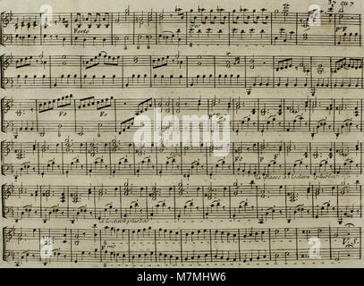 Ein musikalisches Arrangement von Joseph Haydns Andante aus dem Jahr 1795, adaptiert für Harfe mit optionaler Violinbegleitung, das Kammermusikstil und Aufführungspraxis des späten 18. Jahrhunderts widerspiegelt. Stockfoto
