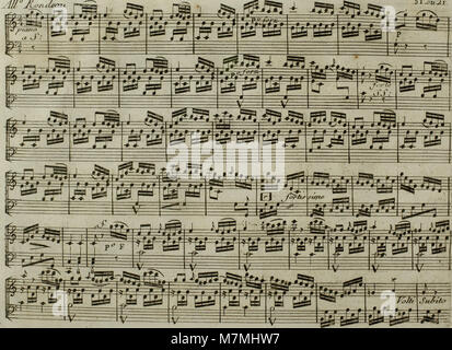 Diese Harfen- und Violinanordnung eines bekannten Andante von Joseph Haydn aus dem Jahr 1795 unterstreicht elegante Phrasen und harmonische Raffinesse, die für kammermusikalische Aufführungen in der klassischen Ära konzipiert wurde. Stockfoto