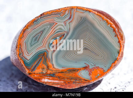 Nahaufnahme von ein Achat vom Lake Superior in obere Halbinsel von Michigan. Stockfoto