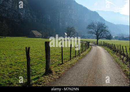 Landschaft Schoß des Savoy, in der Nähe von Entre-deux-Guiers, in südlichen Frankreich, an einem klaren Winter am Nachmittag Stockfoto