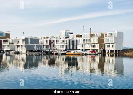 Wasser Häuser in IJburg, Amsterdam, Niederlande Stockfoto