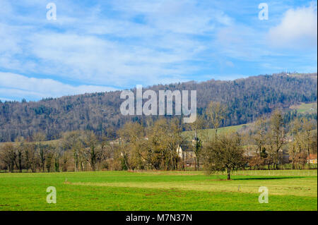 Landschaft Schoß des Savoy, in der Nähe von Entre-deux-Guiers, in südlichen Frankreich, an einem klaren Winter am Nachmittag Stockfoto