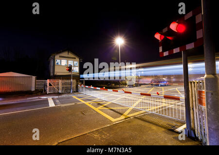 Carleton Bahnübergang und box Signal (zwischen Poulton le Fylde & Layton) Stockfoto