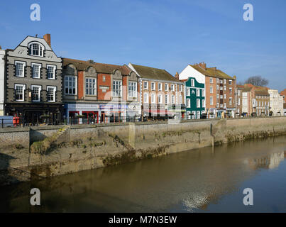 Fluss Parrett und West Quay, Bridgwater, Somerset Stockfoto