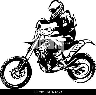 Abstract Illustration von extremen Motocross Racer mit dem Motorrad Stock Vektor