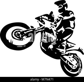 Abstract Illustration von extremen Motocross Racer mit dem Motorrad Stock Vektor