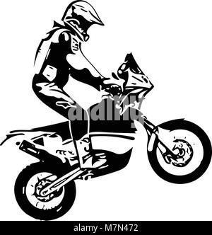 Abstract Illustration von extremen Motocross Racer mit dem Motorrad Stock Vektor