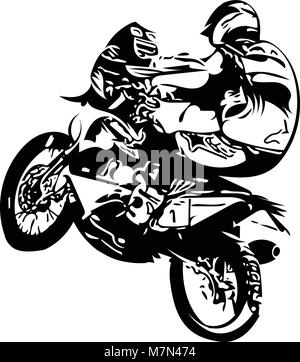 Abstract Illustration von extremen Motocross Racer mit dem Motorrad Stock Vektor