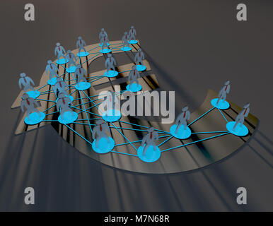 Währungssymbole und Verbindungen, Reichtum zu teilen, Informationen Technologie Finanzen Stockfoto