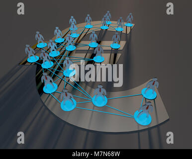 Währungssymbole und Verbindungen, Reichtum zu teilen, Informationen Technologie Finanzen Stockfoto