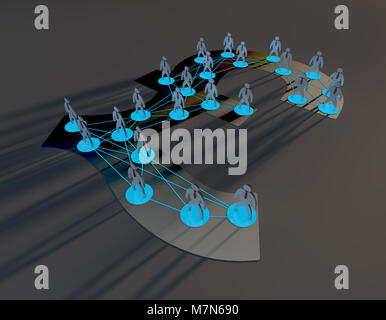 Währungssymbole und Verbindungen, Reichtum zu teilen, Informationen Technologie Finanzen Stockfoto