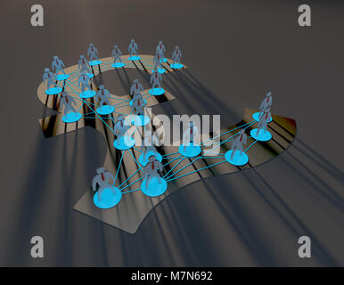 Währungssymbole und Verbindungen, Reichtum zu teilen, Informationen Technologie Finanzen Stockfoto