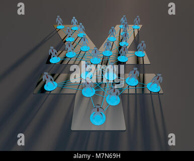 Währungssymbole und Verbindungen, Reichtum zu teilen, Informationen Technologie Finanzen Stockfoto