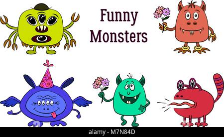 Cartoon-Monster-Satz Stock Vektor