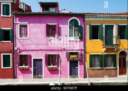 Bunte Häuser in Insel Burano, Venedig, Italien, Europa Stockfoto