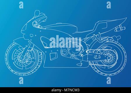 Blueprint sport Bike. EPS 10-Format. Vektor erstellt von 3d Stock Vektor