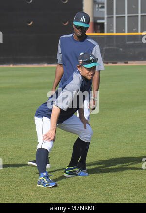 Peoria, Arizona, USA. 8 Mär, 2018. Ichiro Suzuki (Mariners) MLB: Seattle Mariners Spring Training Baseball Camp in Peoria, Arizona, United States. Quelle: LBA/Alamy leben Nachrichten Stockfoto
