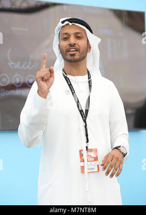 Dubai, Vereinigte Arabische Emirate, 12. März 2018, Omar Al Busaidy, Autor und Unternehmer, optimistisch Opportunist, futuristischen, Lautsprecher an der Dubai Lynx - Internationales Festival der Kreativität, © ifnm/Alamy leben Nachrichten Stockfoto