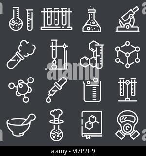 Chemie Icon Set. Sammlung von Wissenschaft silhouette Symbole Stock Vektor