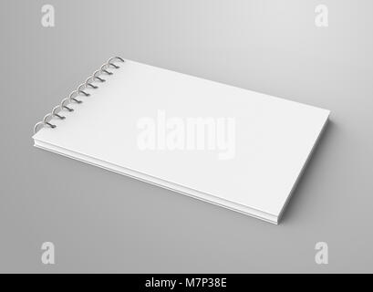 Leere notepad Mockup, 3d-render Spirale Notebook mit leeren Raum für Design verwendet, Erhöhte Ansicht Stockfoto