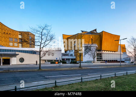 Berliner Philharmonie, Berliner Philharmonie von Hans Scharoun. Klassische Konzertsaal mit stilvolle, moderne Architektur Stockfoto