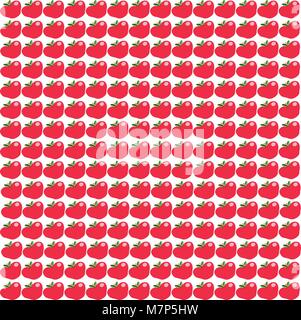 Nahtlose Muster mit großen roten Äpfel mit grünen Blättern auf weißem Hintergrund. Flache Vektor-illustration, Banner, Poster, Vorlage, Geschenkpapier, fabric Stock Vektor